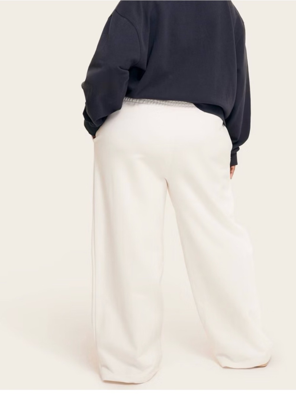 Women's High-Rise Boxer Sweatpants - Parke x Target Cream XXL New $40 - Picture 4 of 7